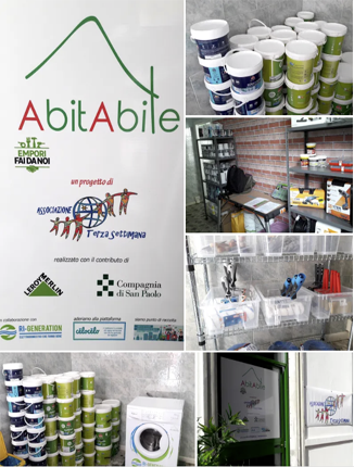 <br><strong>AbitAbile</strong><br><br>Il progetto è nato negli anni per l’accompagnamento all’abitare di quei nuclei famigliari che hanno ricevuto l’assegnazione di una casa ERP o di privati, nell’ambito dei progetti posti in essere dalla Città di Torino.<br>Gli interventi del progetto riguardano il sostegno nella realizzazione dei lavori di tinteggiatura, la dotazione di elettrodomestici, il reperi-mento mobili quando possibile. L’obiettivo è di ripartire dalla dignità.